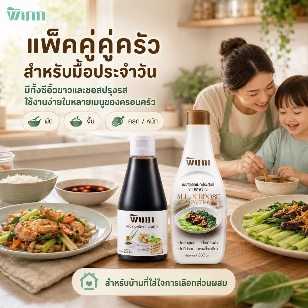 พิเภก ซีอิ๊วขาวหมักจากมะพร้าว 250 มล. + ซอสผัดจากมะพร้าว 330 มล.