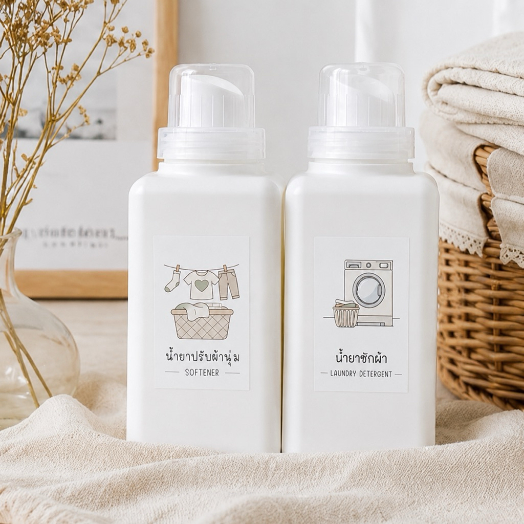 ขวดน้ำยาซักผ้า ขวดน้ำยาปรับนุ่ม  ขวดรีฟิล 600ml