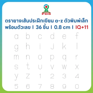 ตรายางสื่อการศึกษา รุ่น IQ+11 | ชุดฝึกเขียน a-z + ตัวเลข 0-9 | 36 ชิ้น | ขนาด 0.8 cm