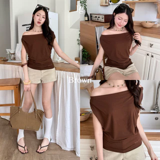 RICHYGIRL | Cherine Top เสื้อแขนกุดคอถ่วง เสื้อปาดไหล่ เรียบหรูดูแพง ผ้านุ่มเย็น (ฟรีไซส์/สาวอวบ)