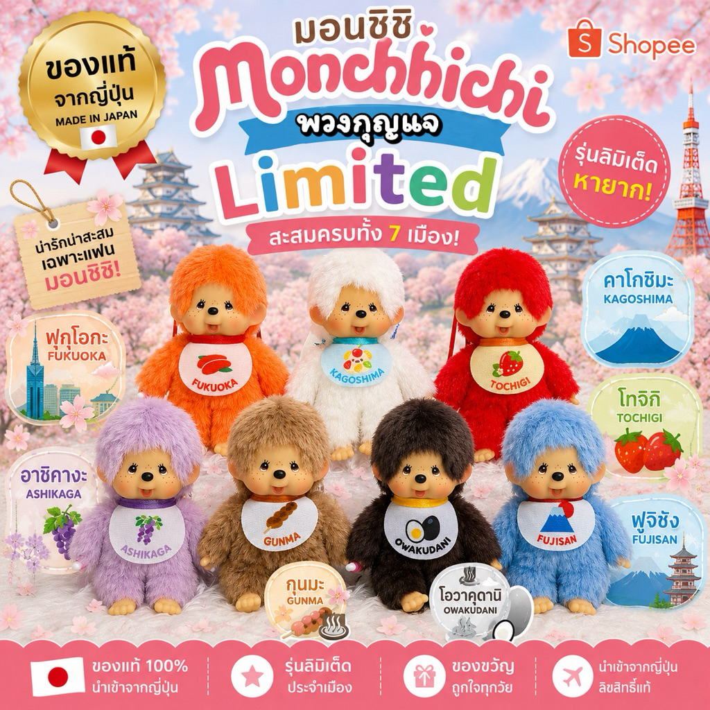 ((🔥พร้อมส่ง))💚กทม.มีส่งทันที💚Monchhichi Local Limited คอลประจำเมืองญี่ปุ่น พวงกุญแจ