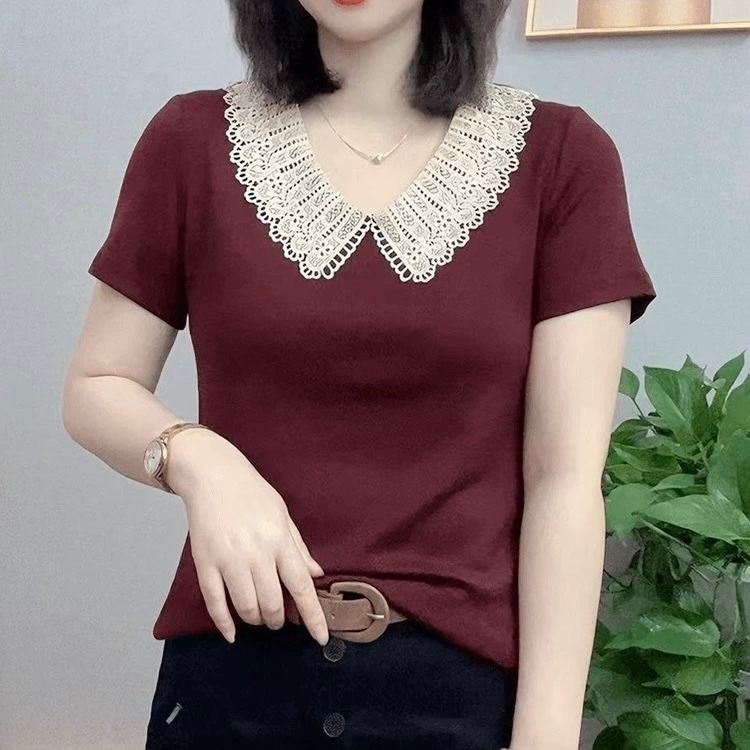เสื้อเชิ้ตแขนสั้นสำหรับเยาวชนที่มีสไตล์ใหม่ในฤดูร้อน เสื้อเชิ้ตผู้หญิงสีเดียวที่ดูผอมเพรียว