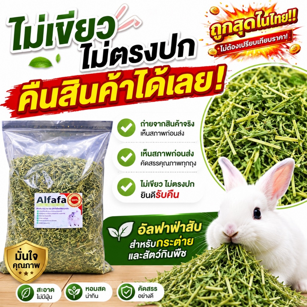 🎉โลละ 69บาท ถูกม๊ากก🎉 อัลฟาฟ่าสับ ร่อนฝุ่นพิเศษ ออสเตรเลีย หญ้ากระต่าย แนะนำสำหรับกระต่ายเแพ้ฝุ่น ถูกทีpe