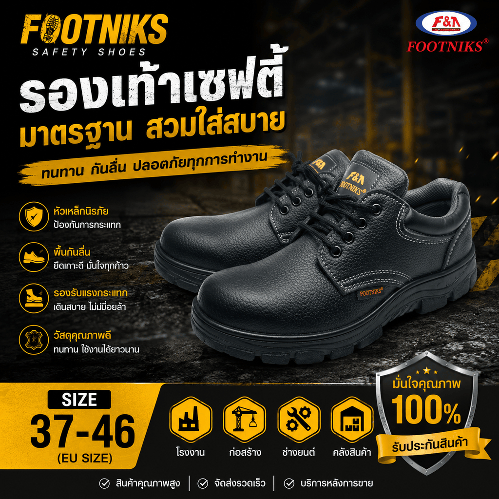 Footniks รองเท้าเซฟตี้ รุ่น C27 สีดำ ไซส์ 37-46