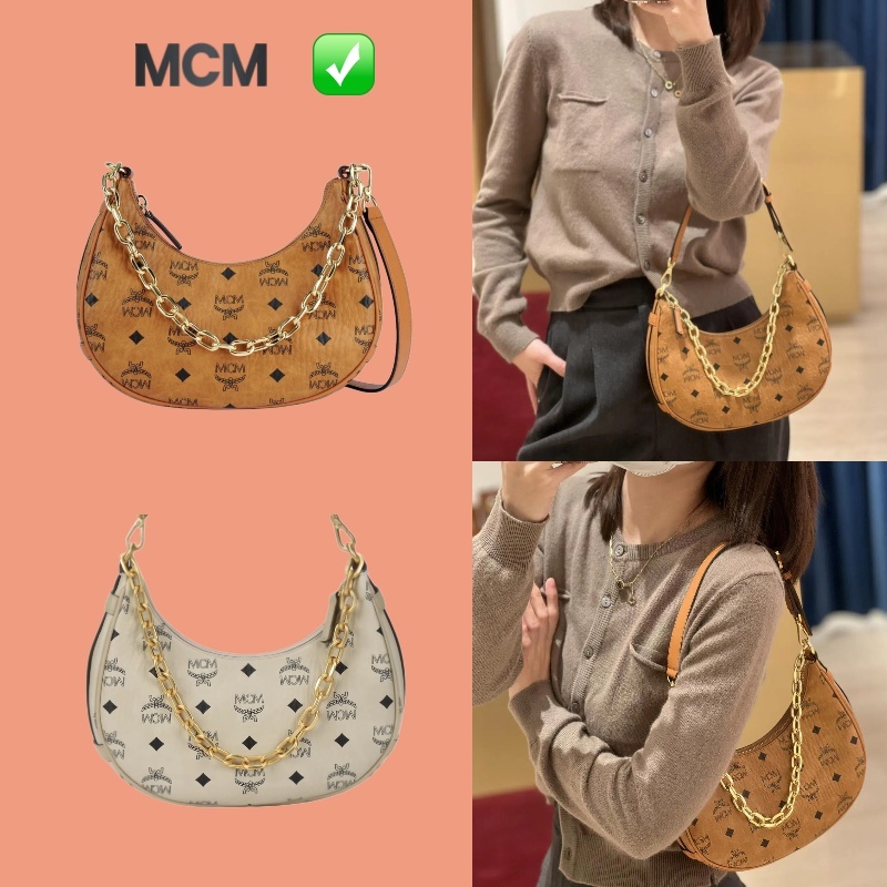 (แท้100%) MCM Aren Visetos กระเป๋าทรงพระจันทร์เสี้ยว