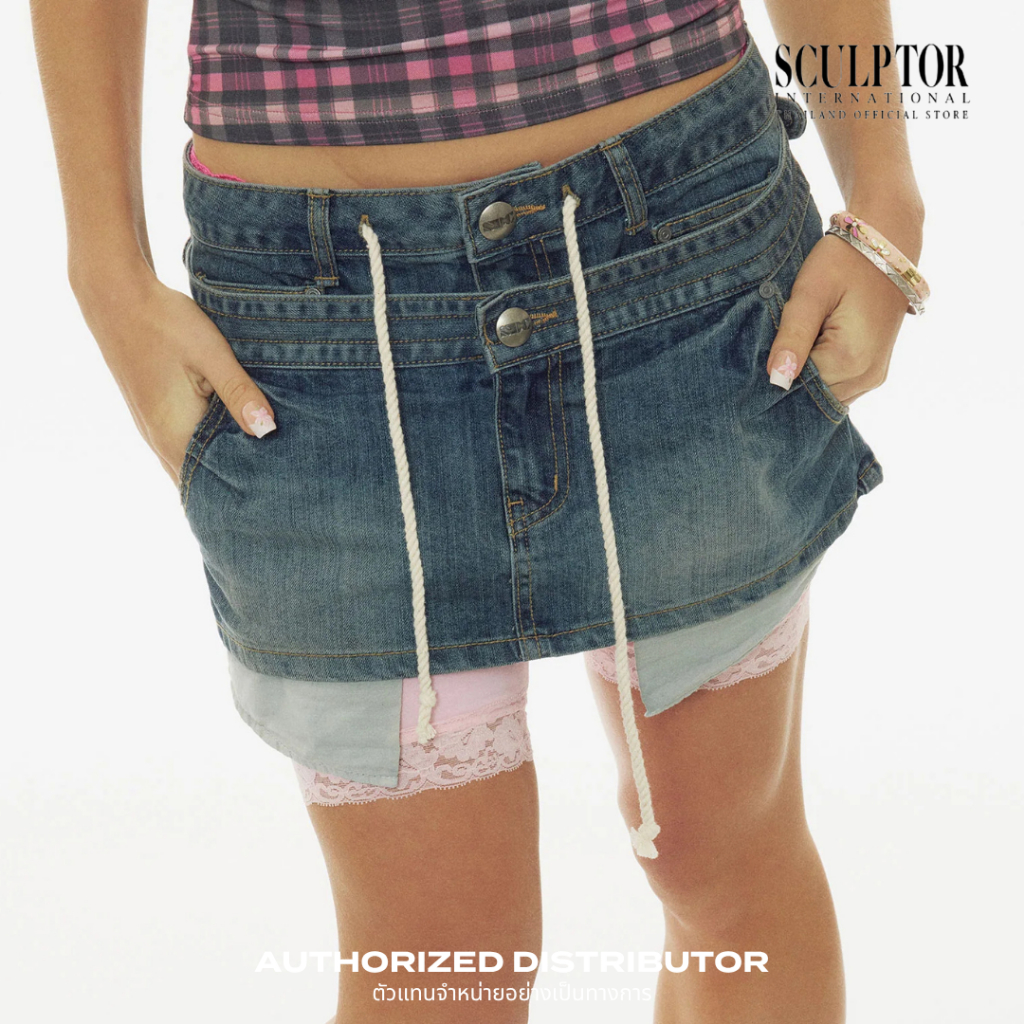 SCULPTOR® กระโปรงยีนส์ Apron Layered Mini Skirt