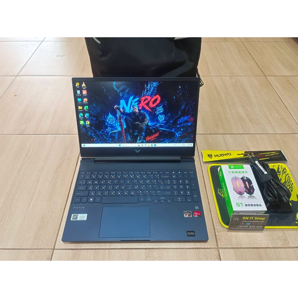HP Victus Gaming 15 (มือสอง) สเปค Ryzen 5 5600H RAM 8GB SSD M.2 512GB AMD Radeon RX 6500M มีตำหนิกล้