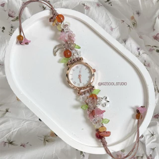 Kizcool Studio | นาฬิกาดอกไม้ สายแฮนด์เมด เชือกเทียน สไตล์แฟรี่ วินเทจ แฟชั่น