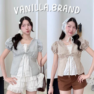 เสื้อแขนตุ๊กตาผูกหน้า แต่งสองชั้น -ttm / VB0689
