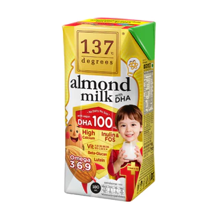 (แพ็คคู่) 137 ดีกรี นมอัลมอนด์สูตรดีเอชเอ ขนาด 180 ml x 6 กล่อง (Almond Milk with DHA 137 Degrees Brand)