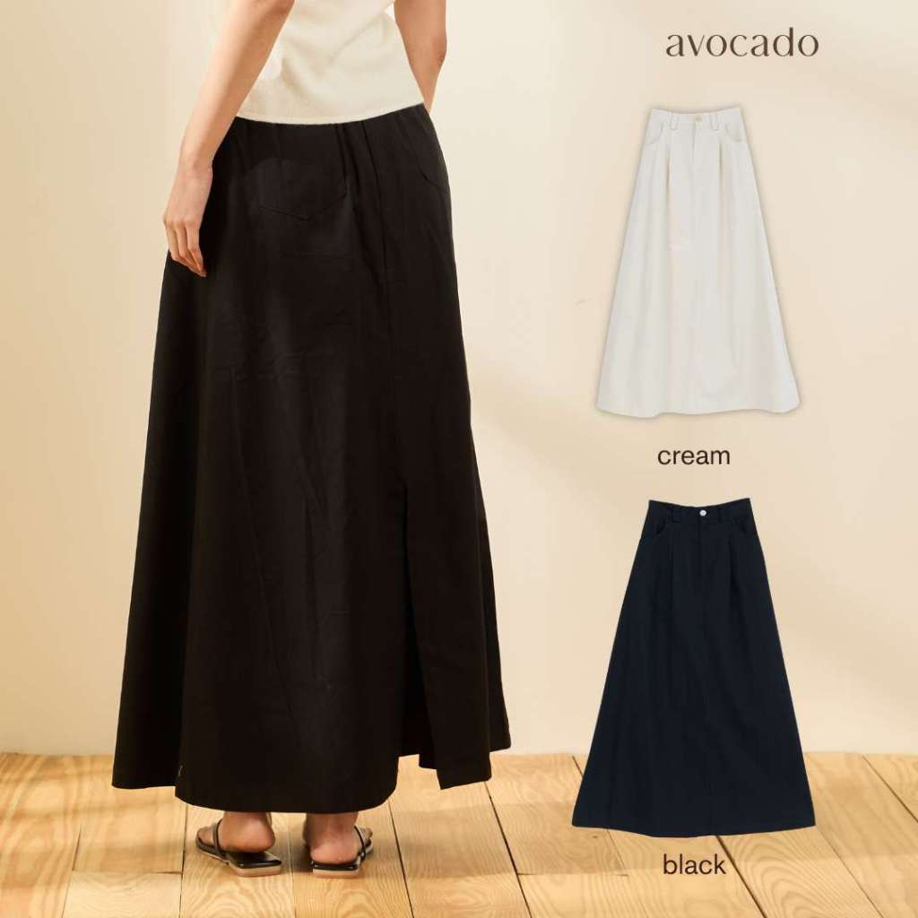 avocado - Massive long skirt กระโปรงยาวผ่าหลัง ผ้าฝ้าย100% I มี 2 ไซส์