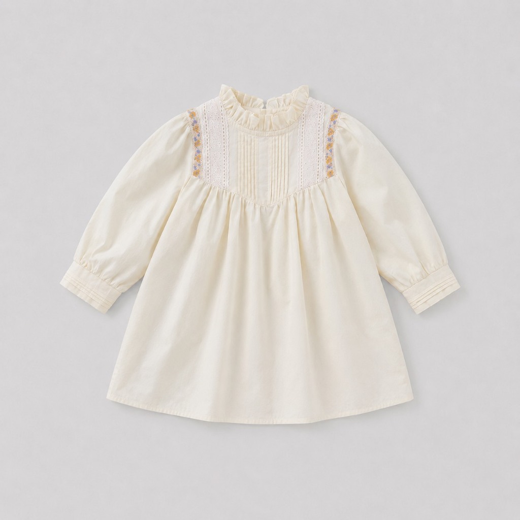 Hania kids พร้อมส่ง เดรสกระโปรงแขนยาว สไตล์มินิมอล เนื้อผ้าใส่สบาย เสื้อผ้าเด็กผู้หญิง K3134677