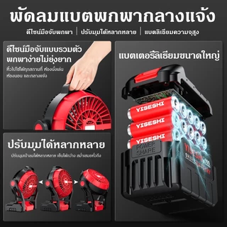 พัดลมลิเธียมกลางแจ้งขนาด12นิ้ว สามารถตั้งกลับหัวหรือแขวนได้ ใช้ชาร์จไฟหรือเสียบปลั๊กได้สองระบบ เป่าลมต่อเนื่อง12ชั่วโมง