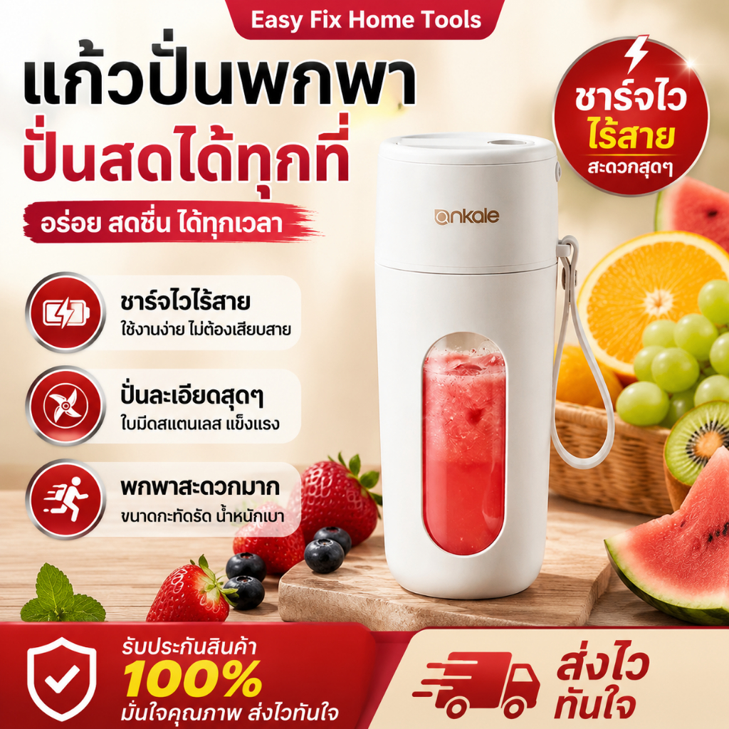 【พร้อมส่ง】🍹 เครื่องปั่นน้ำผลไม้พกพา แก้วปั่นพกพา เครื่องปั่นน้ำผลไม้ แก้วปั่นอัตโนมัติแก้วปั่นผลไม้ 10 ใบมีด