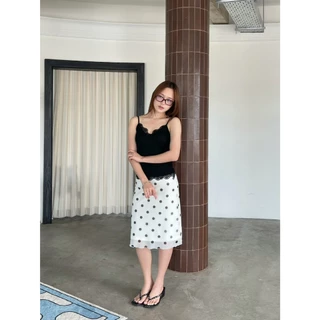 Choosedress A0582 Dotty Midi Skirt กระโปรงลายจุดมีซับด้านใน