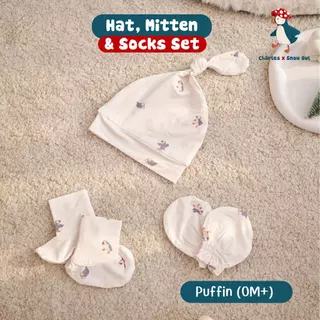 Charles x Snow Owl เซ็ทหมวก ถุงมือ ถุงเท้าทารก Newborn Hat Mitten&Socks Set