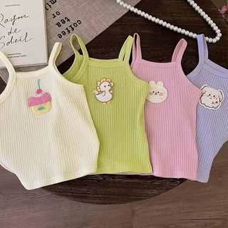 Babyonline(Y189)G1-OF2 (ส่งด่วน1วัน)เสื้อสายเดี่ยวแฟชั่นสำหรับเด็กผู้หญิง สีพาสเทล ผ้านิ่ม ใส่สบาย
