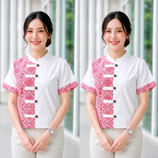 เสื้อคอจีน 5กระดุม ลายขิด/ลายไทย 5สี (พิธา)