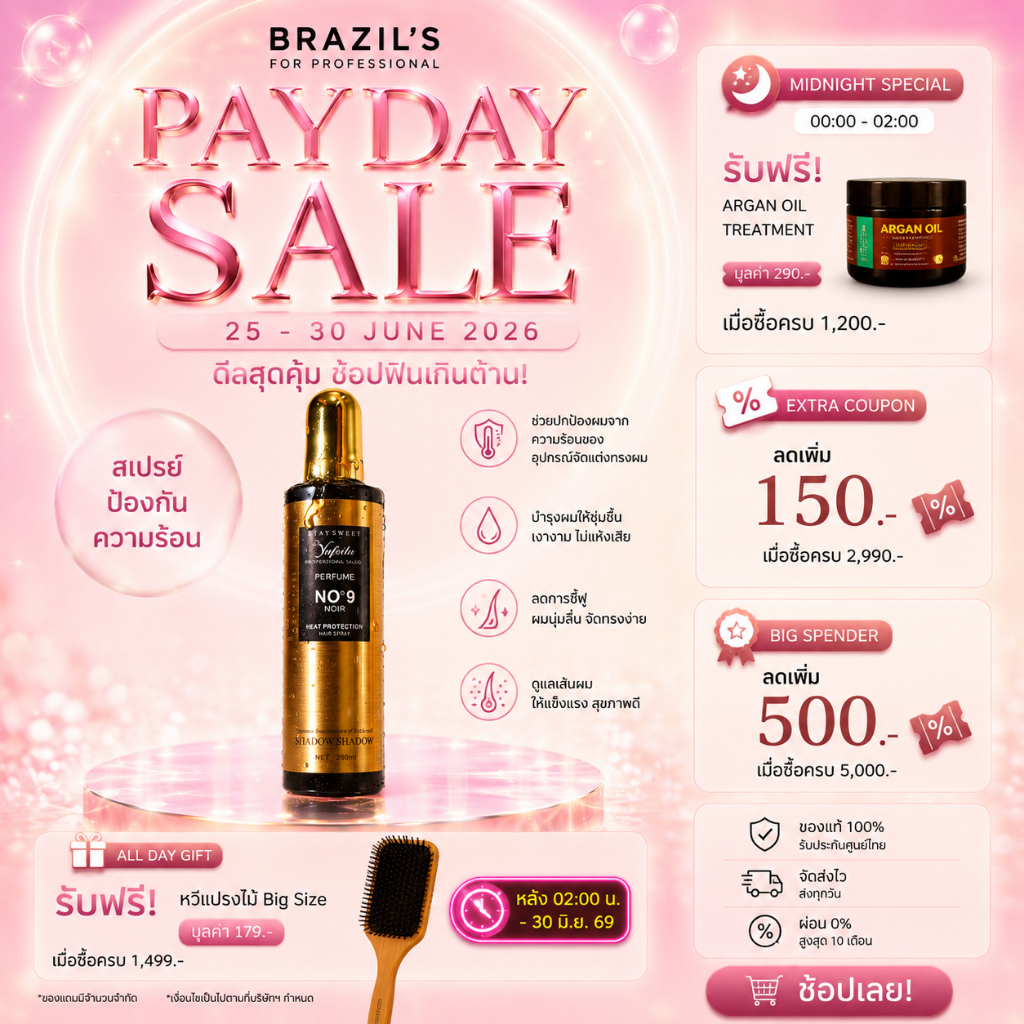 สเปรย์ป้องกันความร้อน ฉีดเพื่อปกป้องความร้อนก่อนจัดแต่งทรงผม ขนาด 280 มล.