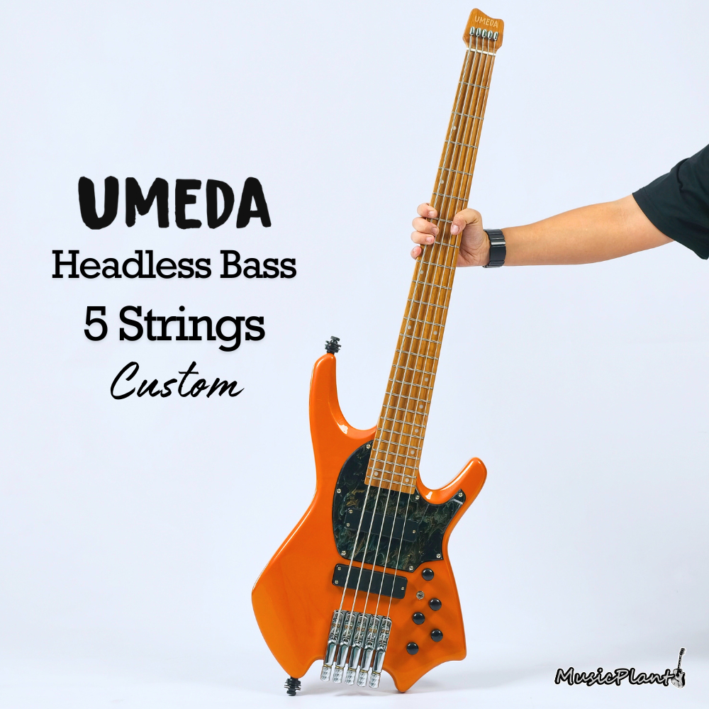 Umeda - เบสหัวตัด Custom Orange Active Headless Bass 5 Strings (3.6 Kgs)
