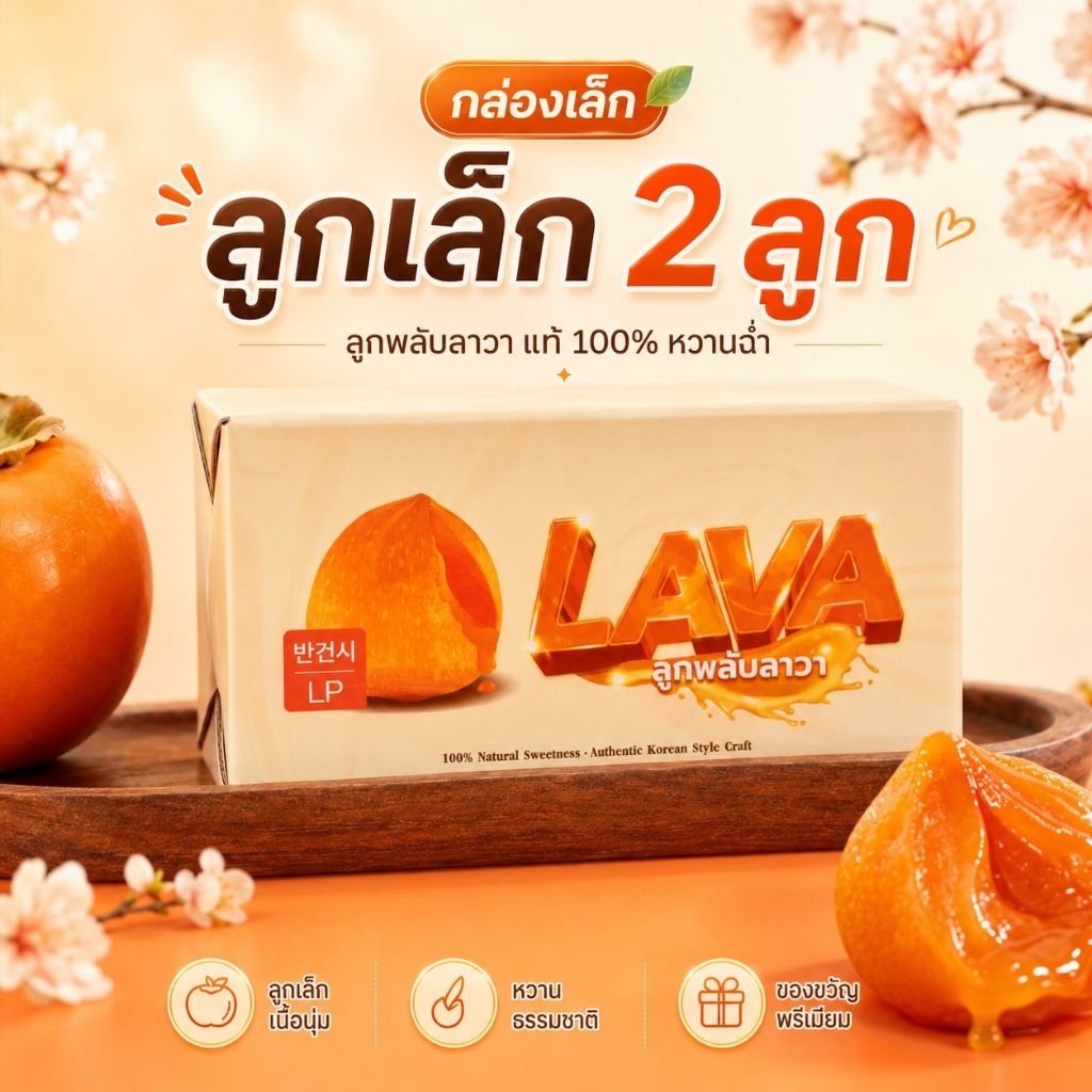 ลูกพลับลาวา (ลูกพลับกึ่งแห้ง) 120g พลับแห้งเกาหลี THE LAVA Persimmon