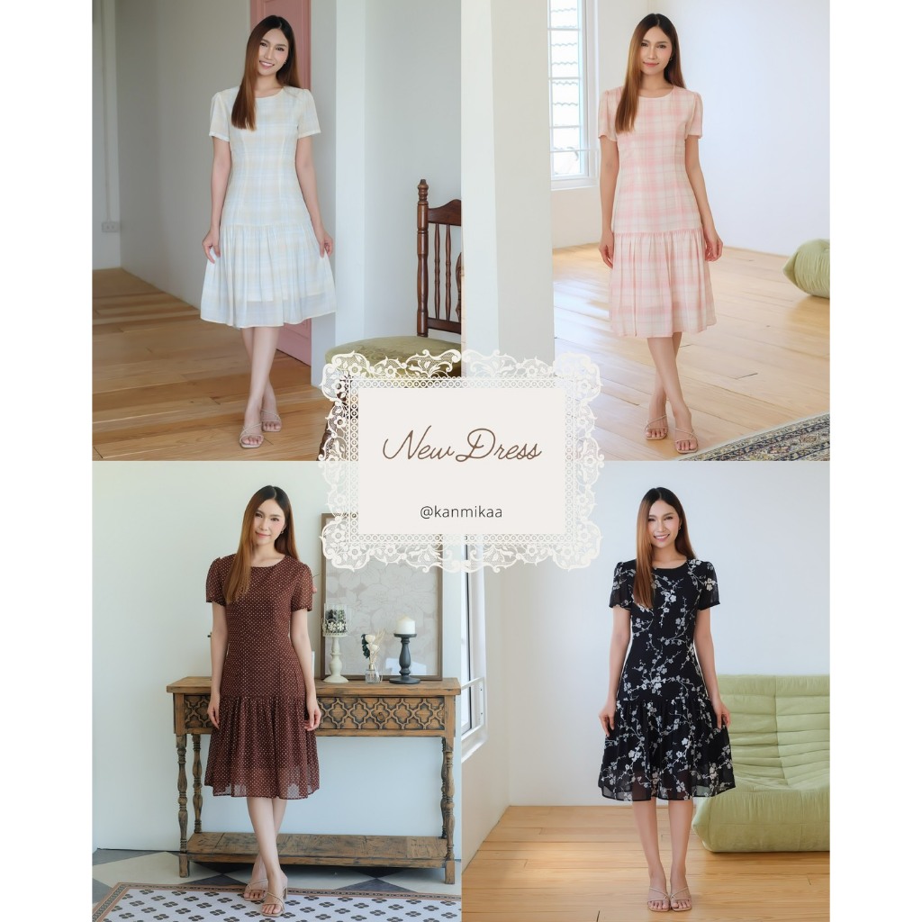 🛋️🩰KK012 | เดรสคอกลมเข้ารูป แต่งรูดชาย(ผ้าชีฟอง) 📬ไม่มีเติมเพิ่ม(🧵เช็คขนาดก่อนสั่งนะคะ)