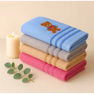 ผ้าขนหนูผ้าเช็ดตัวปักลาย ขนาด70x140cm คละลายปักcotton100% ผ้าหนานุ่ม ซับน้ำได้ดี ไม่เป็นขุย สีไม่ตก