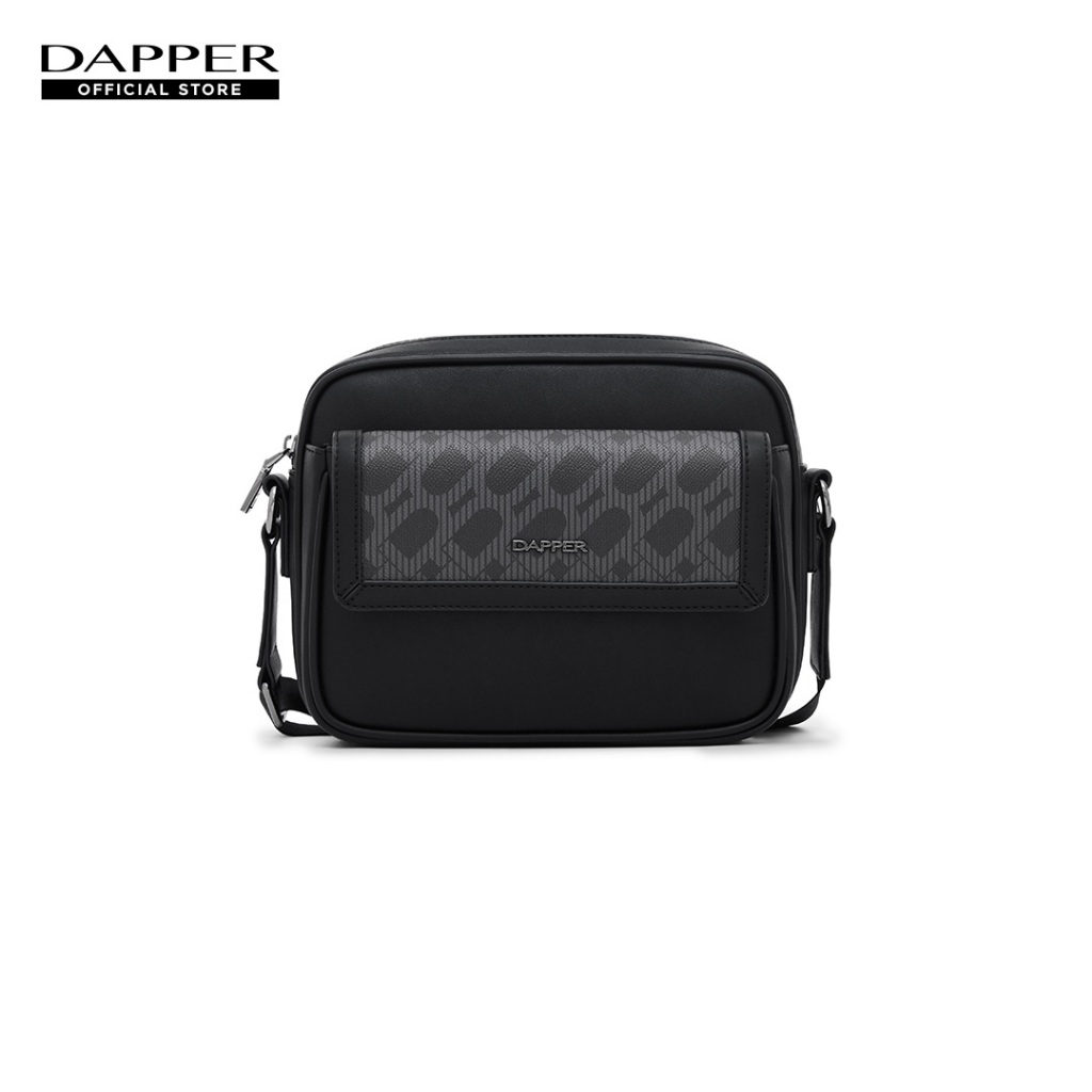 DAPPER กระเป๋าสะพายข้าง DP Monogram Flap Crossbody Bag สีดำ (BM5/BK/1319PP)