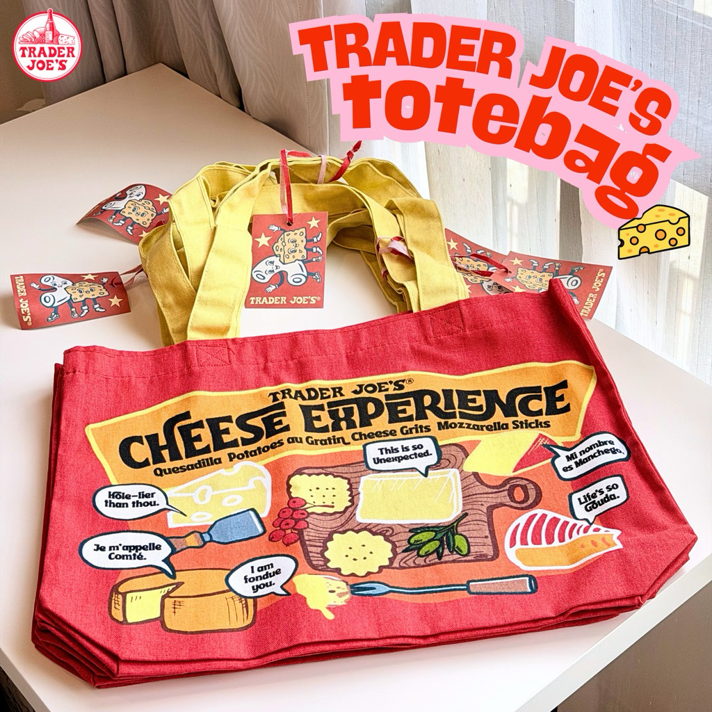 (พร้อมส่ง) กระเป๋าtrader joe's tote bag ลายcheese🧀 (Trader joe's cheese tote bag)
