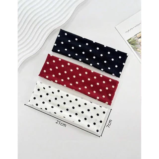 (พร้อมส่ง✨)ที่คาดผมลายจุด Polka Dot สไตล์เกาหลี แฟชั่น ผ้ายืด ใส่สบาย 🩰🌼