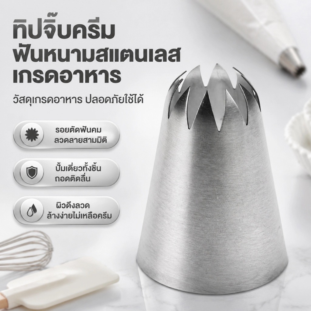 LEMO-T ชุดหัวบีบครีม 5 ชิ้น ชุดหัวบีบดอกไม้ หัวฉีดไอซิ่ง แต่งเค้ก คัพเค้ก ดอกไม้ครีม อุปกรณ์เบเกอรี่ DIY