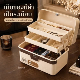 🔐 MULI Mall ตู้เซฟ ตู้เซฟล็อก กล่องล็อครหัส 4 หลัก กล่องเก็บของส่วนตัว กันน้ำ 2 ชั้น พร้อมหูหิ้ว พลาสติกหนา