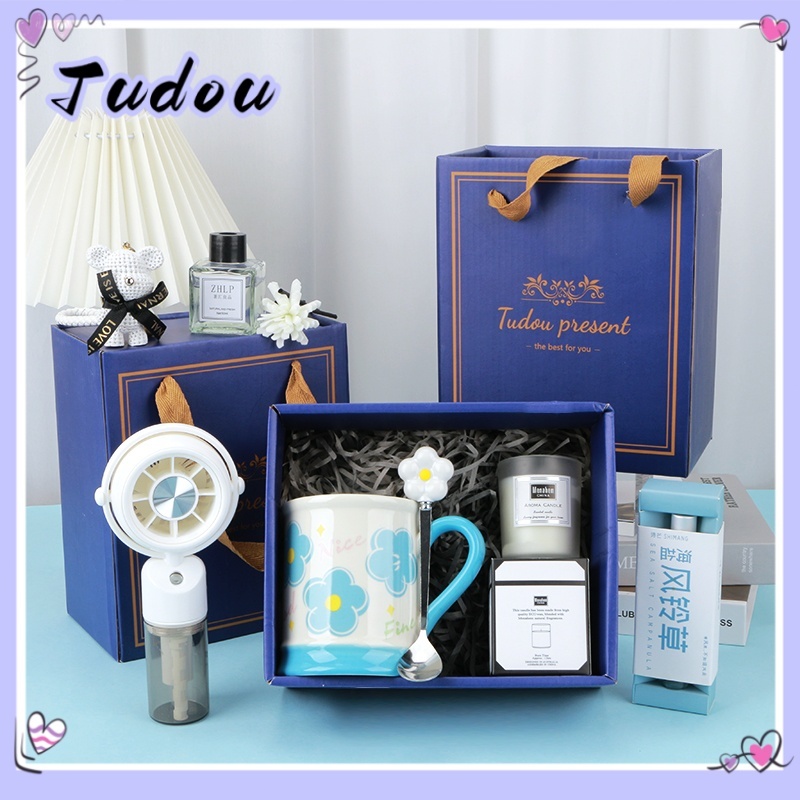 Gift Box Tudou present ชุดของขวัญใช้ประจำวัน แก้วกาแฟ ลูกปืนผ้า พัดลมมือถือ ของขวัญแจกลูกค้า พนักงาน สาวเพื่อน