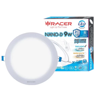 Racer : โคมดาวน์ไลท์ฝังฝ้า นาโน-ดี LED Downlight ฝังฝ้า Nano-D หน้ากลม (รุ่นเก่า - รุ่นใหม่) 6w 9w 12w 18w ขาว - เหลือง