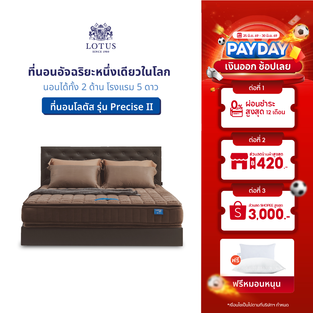 LOTUS รุ่น Precise II ที่นอนอัจฉริยะหนึ่งเดียวในโลก นอนได้ทั้ง 2 ด้าน โรงแรม 5 ดาว ส่งฟรี