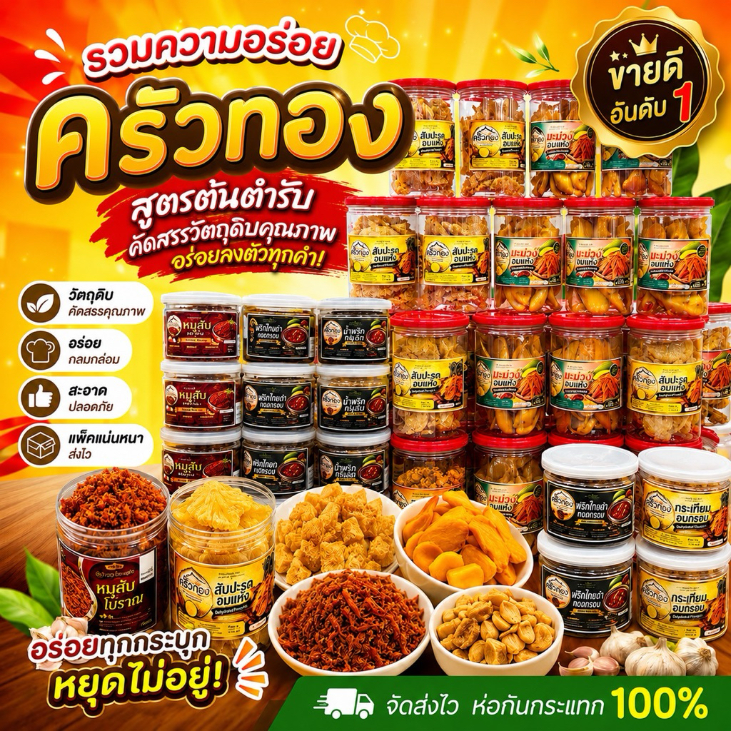 ครัวทอง น้ำพริก หอมอร่อยทำจากใจ #สัปปะรดคลุกพริกเกลือ #แจ่วบอง #มะม่วงคลุกน้ำปลาหวาน