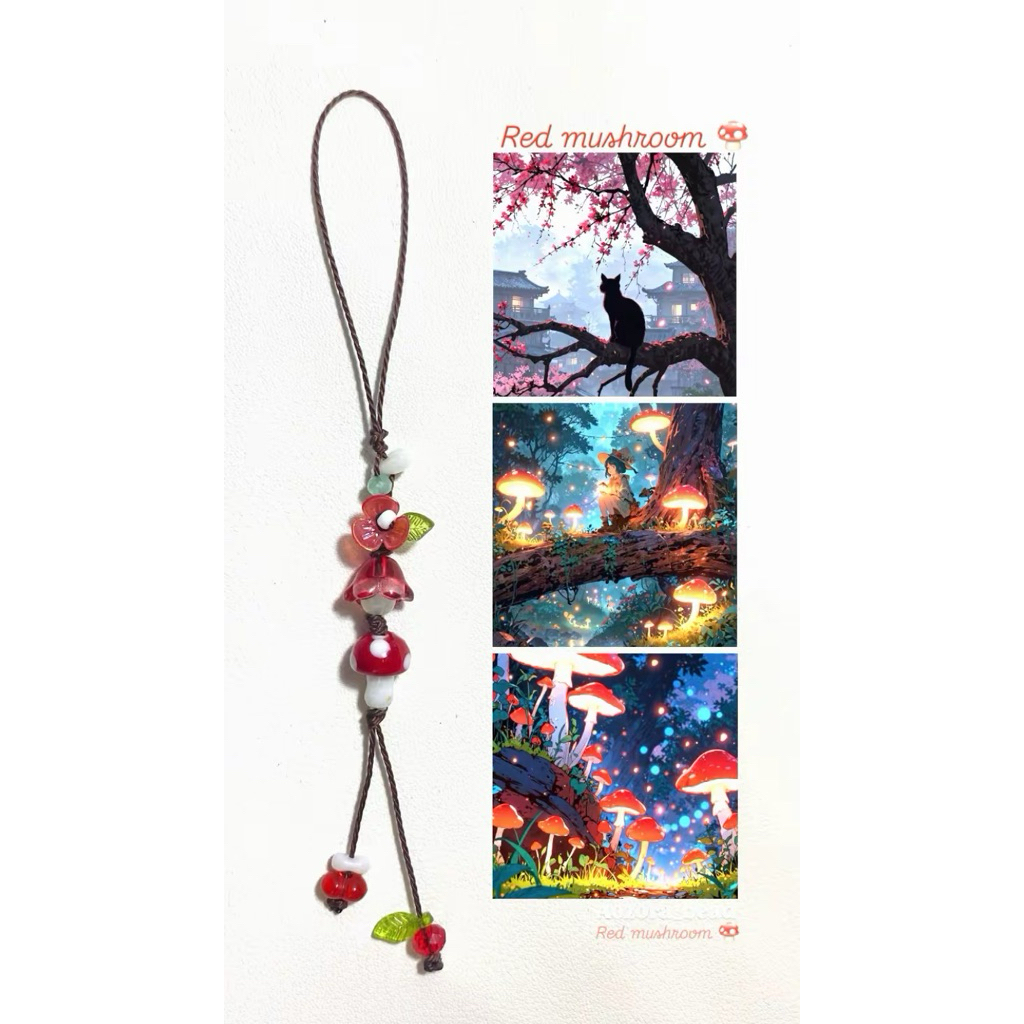 [Aozora_bead] สายห้อยโทรศัพท์ ธีมสีแดง Red collection❤️‍🔥🍄