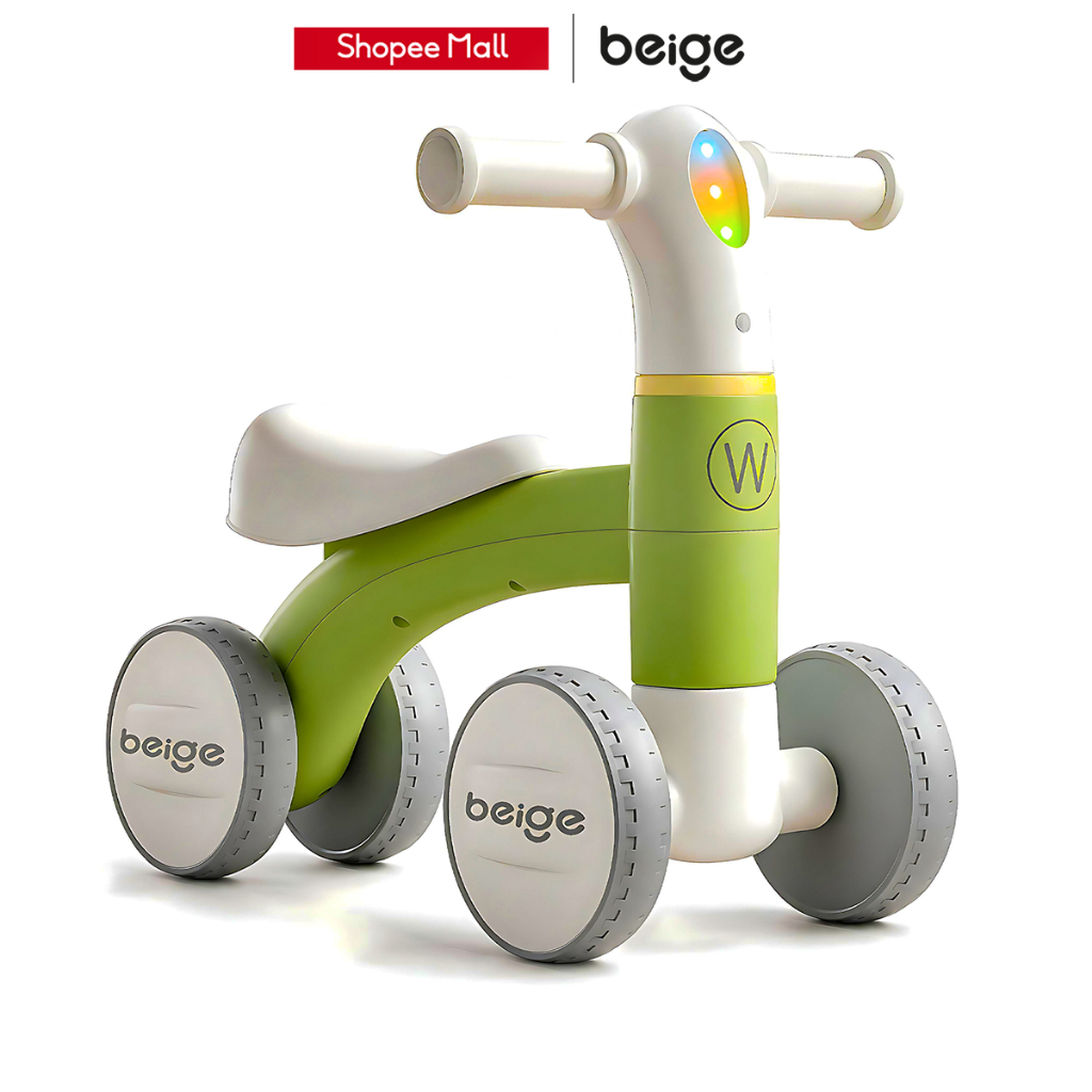 Beige จักรยานขาไถเด็ก รถขาไถ มีไฟและเพลง ความจุแบริ่ง 50KG เหมาะเด็ก1-3ขวบ ของขวัญเด็ก รถของเล่นเด็ก