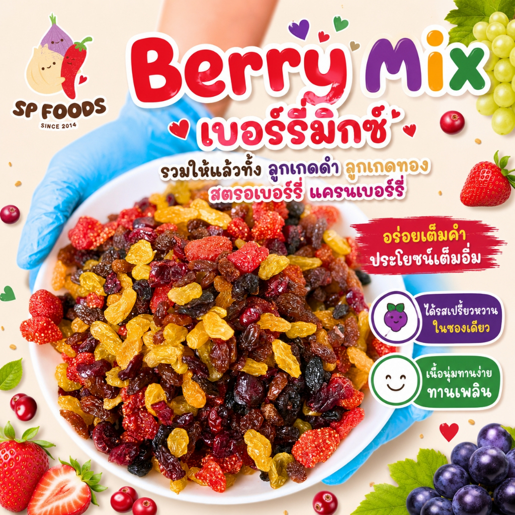 🍓Berry Mix🍓 - สตรอเบอรี่/แครนเบอรี่/ลูกเกดทอง/ลูกเกดดำ อร่อยเพลินๆวิตามินแน่นๆ!