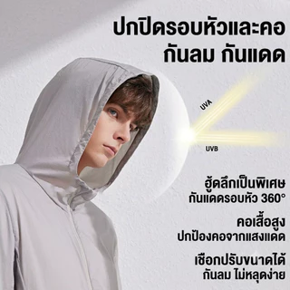 HAICOO เสื้อกันแดด UPF100+ มีรูระบายอากาศ ผ้าเย็นสบาย มีฮู้ด ไซซ์ใหญ่ M-4XL