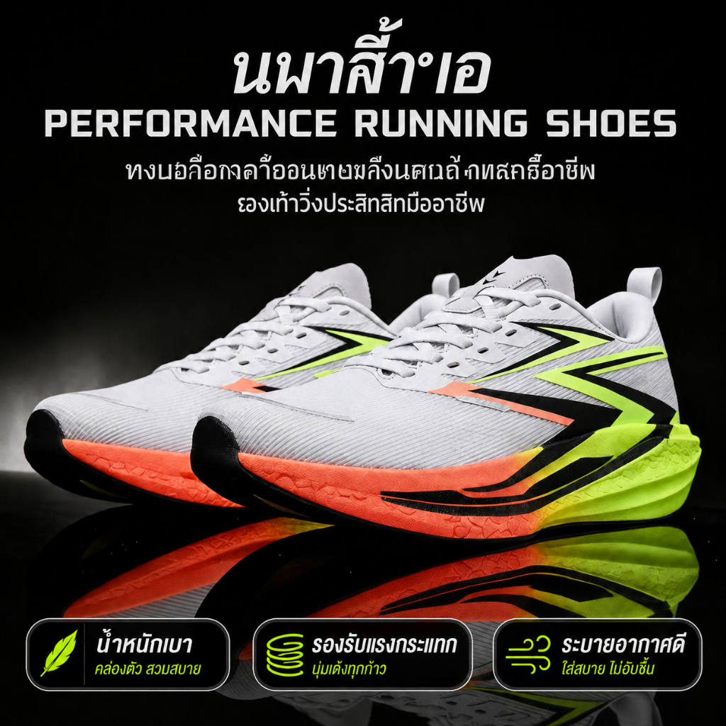 รองเท้าวิ่งชายหญิง พื้นป๊อปคอร์น พื้นยางกันลื่น นุ่มเด้ง ลดแรงกระแทก น้ำหนักเบา ไซซ์36-45 ส่งจากกรุงเทพฯ COD