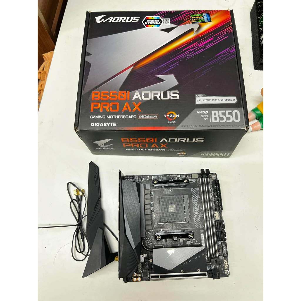 MAINBOARD ( AM4 GIGABYTE B550-I AORUS PRO AX WIFI [Mini-ITX] ครบกล่อง ประกันร้าน