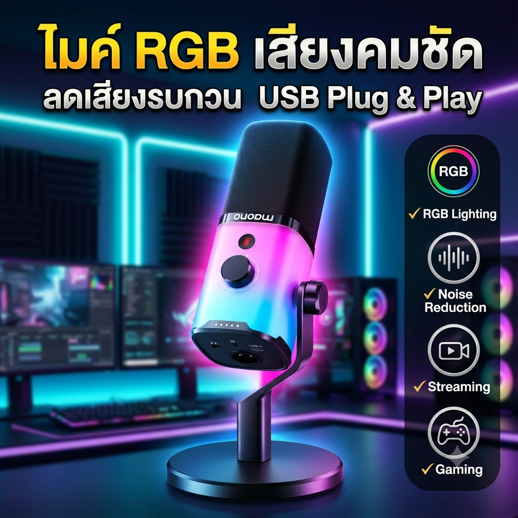 MAONO PD100X RGB USB/XLR Dynamic Gaming Mic for Streaming, Recording