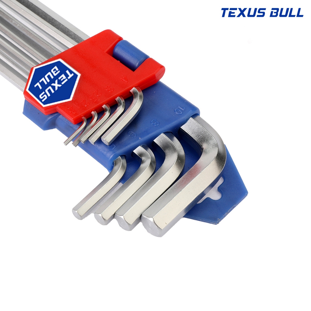 ส่งด่วน กุญแจหกเหลี่ยม Texus Bull TX-HK9L (9 ตัว/ชุด) กุญแจ 6 เหลี่ยม หกเหลี่ยมหัวบอล ประแจแอล