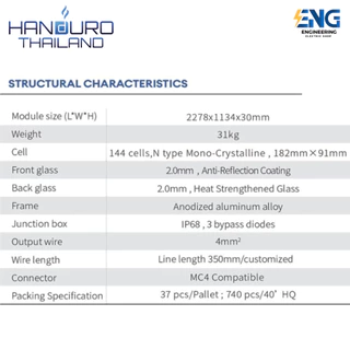 HANDURO แผงโซลาร์เซลล์ N-Type TOPCon Bifacial 600W รุ่น HD-144NTTC-30-600W