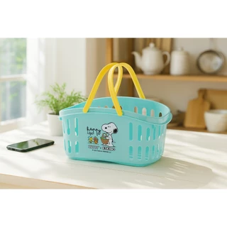 ESKIMO COOLER X Snoopy ตะกร้าอเนกประสงค์ ตะกร้าพลาสติก พร้อมหูหิ้ว แข็งแรง น้ำหนักเบา BK02 สีทูโทน สีเขียวมิ้น และสีพีช