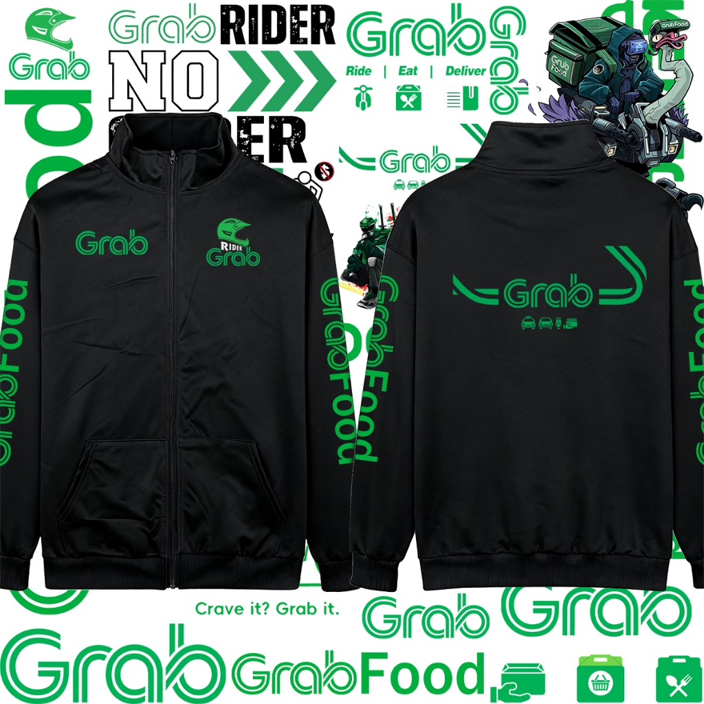 เสื้อแจ็คเก็ต Grab คอตั้งซิปหน้า Grab Team Jacket กันแดด กันลม กันหนาว ผ้านุ่มพรีเมียม ใส่ขับรถหรือเที่ยวก็เท่ M-3XL