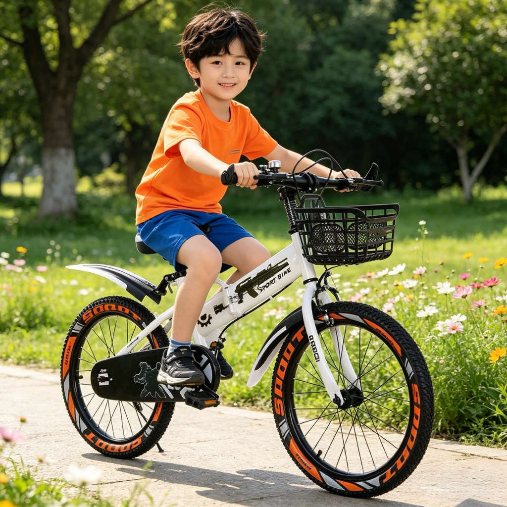 จักรยานเสือภูเขา18นิ้ว เหล็ก  (E4) พับได้  ( Folding Mountain Bike)  แถมตะกร้าและขาตั้ง  เหมาะกับเด็ก 6-10 ปี