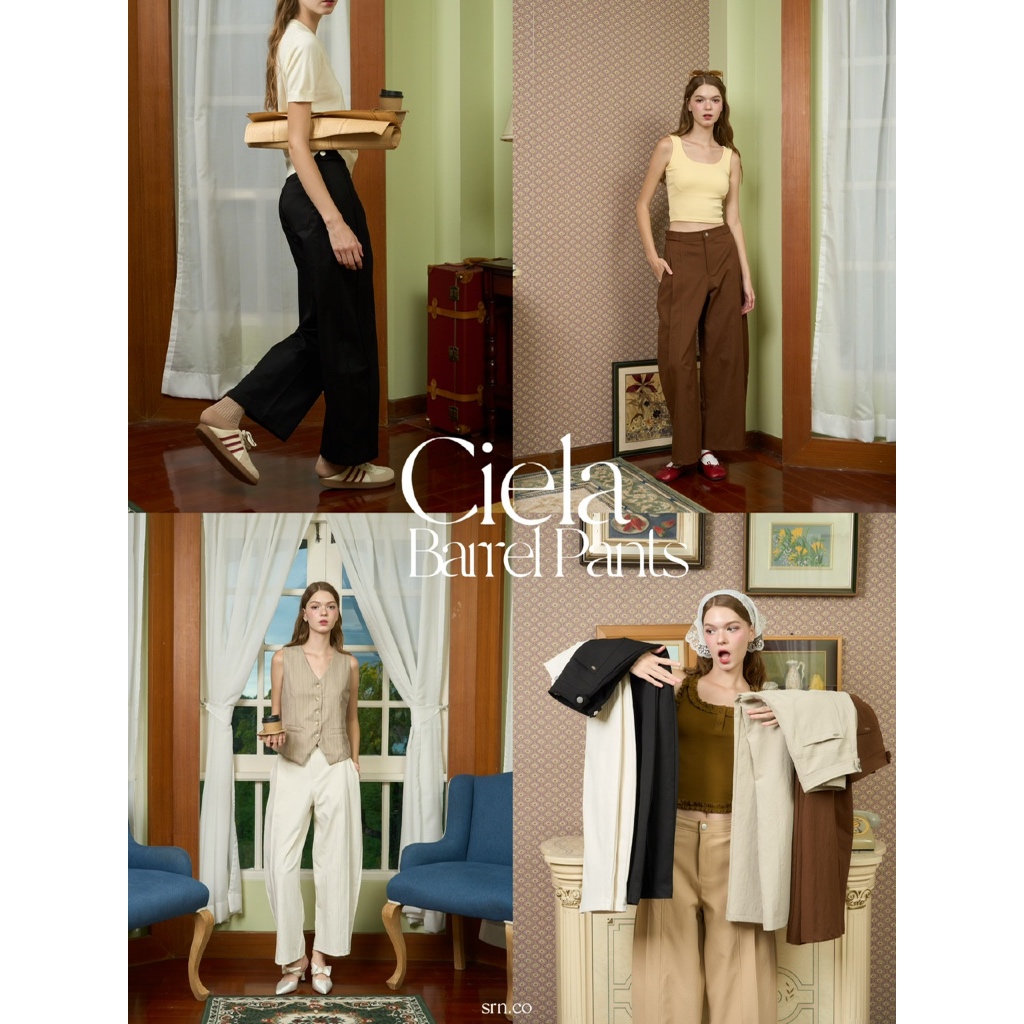 SRN39 | Ciela Barrel Pants (เซียล่า) กางเกงทรงขาโค้ง XS-3XL