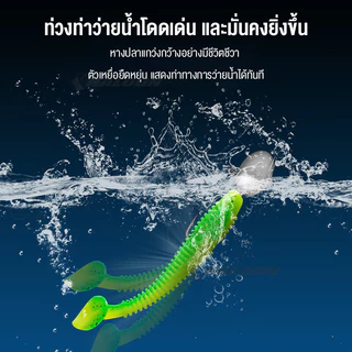 เหยื่อปลอม เหยื่อนิ่ม เหยื่อปลอมสังเคราะห์ หนอนนิ่ม หนอนพลาสติกนิ่ม (มีน้ำหนัก) 5 ซม., แพ็ค 3 ชิ้น